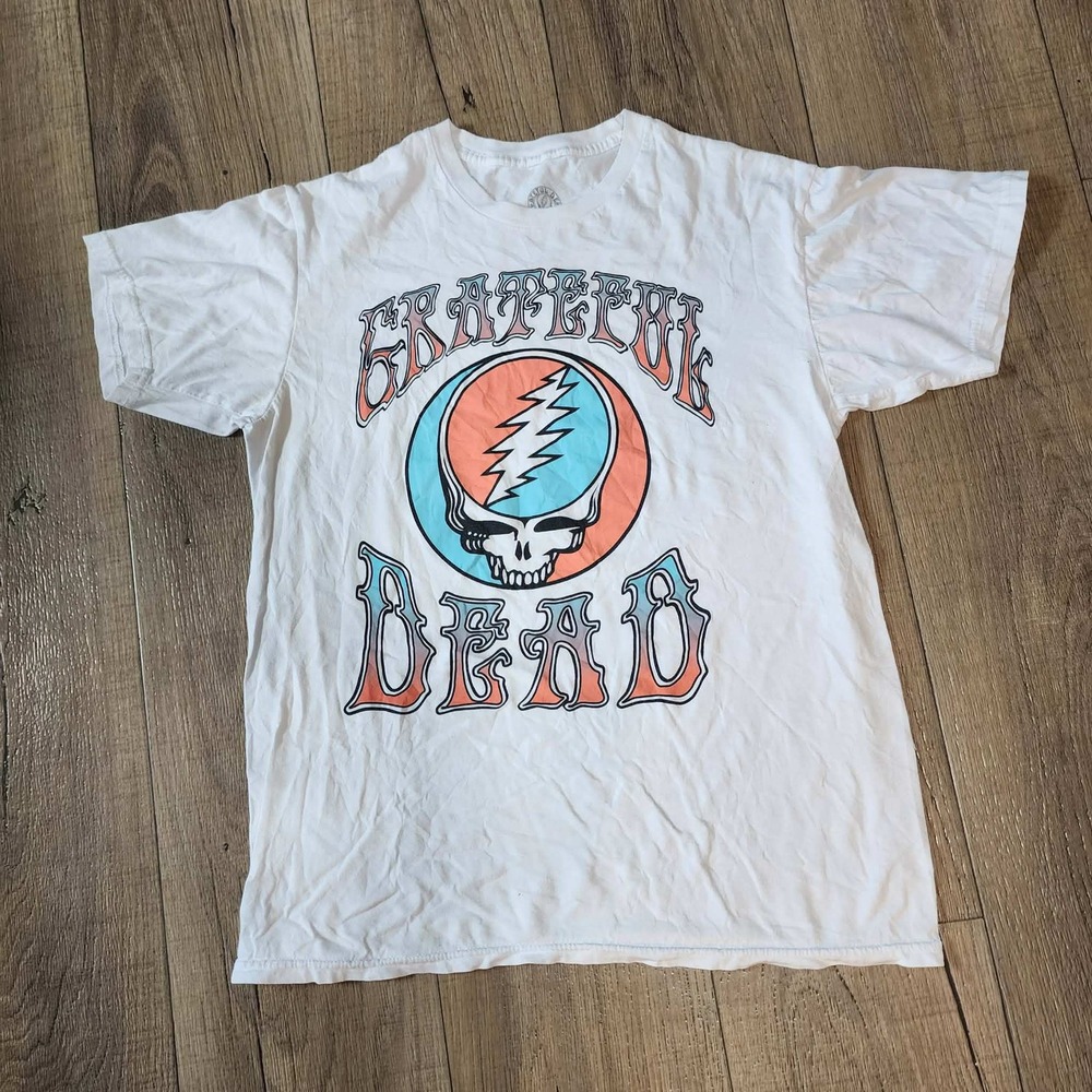 Grateful Dead Steal Your Face Graphic T-Shirt Mens Large White Rock Band Tee
